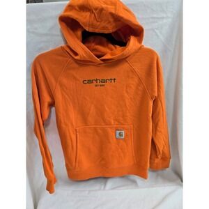 Carhartt Est 1889 Force Orange Hoodie Pullover Raglan Sleeve Youth Small (6-8)